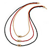 3 Strand, Beaded, Layered Mesh Chain Necklace In Black/ Red/ Gold Tone - 86cm L