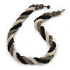 Black/ Grey/ Transparent Glass Bead Twitsted Necklace - 50cm L
