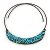 Turquoise Beaded Collar Flex Wire Choker Necklace - Adjustable