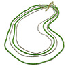 4 Strand Multilayered Pea Green Ceramic and Silver Tone Acrylic Bead Necklace - 110cm L
