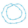 Light Blue Glass Bead Long Singe Strand Necklace - 114cm L