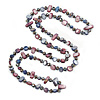 Long Inky Blue, Plum Shell Nugget and Glass Crystal Bead Necklace - 110cm L