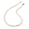 7-8mm White Rice Freshwater Pearl Necklace with Silver Tone Closure - 40cm L