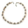 Stylish Metal Ball with Wire and Antique White Sea Shell Nugget Necklace In Silver Tone - 44cm L/ 4cm Ext