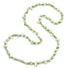 Long Celery Green Shell/ Light Green Glass Crystal Bead Necklace - 120cm L