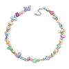 Delicate Pastel Multicoloured Sea Shell Nuggets and Glass Bead Necklace - 48cm L/ 7cm Ext
