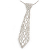 Star Quality Clear Austrian Crystal Tie Necklace In Silver Tone Metal - 30cm L/ 15cm Ext /17cm Tie