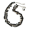 Statement Glass, Nugget Silver Tone Chain Necklace in (Black) - 60cm L/ 8cm Ext