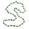 Classic Green Glass Bead, Sea Shell Nugget Long Necklace - 100cm Long
