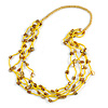 Long Multistrand Yellow Shell/ Glass Bead Necklace - 76cm L