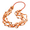 Long Multistrand Orange Shell/ Glass Bead Necklace - 76cm L