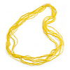 Multistrand Banana Yellow Glass Bead Necklace - 70cm Long
