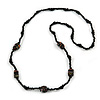 Black Glass/ Ceramic Bead Long Necklace - 80cm Long