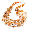 Multistrand Orange Sea Shell and Glass Bead Necklace - 60cm Long