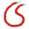 Mulistrand Twisted Red Glass Bead Necklace - 48cm Long