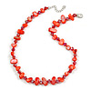 Delicate Red Sea Shell Nuggets and Glass Bead Necklace - 48cm L/ 6cm Ext