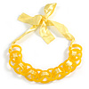 Contemporary Acrylic Ring Bib with Silk Ribbon Necklace in Banana Yellow - 46cm Long