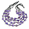 Multistrand Purple Sea Shell and Glass Bead Necklace - 80cm Long