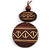 Long Cotton Cord Wooden Pendant with Arrow Pattern In Dark Brown - 76cm L