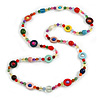 Multicoloured Glass/ Ceramic/ Acrylic Bead Long Necklace - 100cm L