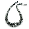 Chunky Graduated Glass Bead Necklace In Black/White/Transparent - 62cm Long