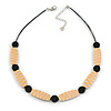 Yellow/ Black Acrylic Bead Wire Necklace - 48cm L/ 8cm Ext