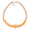 Pumpkin Orange Shell and Peach Faux Pearl Bead Necklace/Slight Variation In Colour/Natural Irregularities/42cm L/ 3cm Ext