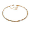 Slim Clear Crystal Choker Style Necklace In Gold Tone Metal - 35cm L/ 10cm Ext
