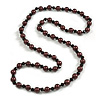 10mm D/ Solid Glass and Faux Pearl Bead Long Necklace (Dark Brown/Black Colours) - 108cm Long (Natural Irregularities)