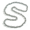 10mm D/ Solid Glass and Faux Pearl Bead Long Necklace (Grey Colours) - 108cm Long (Natural Irregularities)