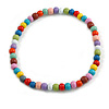 10mm/Unisex/Men/Women Multicoloured Round Bead Wood Flex Necklace - 45cm Long