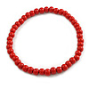 10mm/Unisex/Men/Women Red Round Bead Wood Flex Necklace - 45cm Long