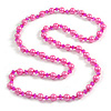 10mm D/ Solid Glass and Faux Pearl Bead Long Necklace (Pink Shades) - 108cm Long (Natural Irregularities)