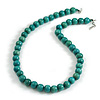 15mm/Unisex/Men/Women Turquoise Round Wood Beaded Necklace/Slight Variation In Colour/Natural Irregularities/70cm L/3cm Ext