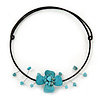 Turquoise Style Flower Flex Wire Choker Necklace - Adjustable