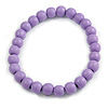 Chunky Lilac Round Bead Wood Flex Necklace - 44cm Long