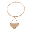 Polished Gold Plated Geometric Pendant Choker Style Necklace - 41cm L/ 10cm Drop