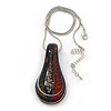 Glittering Multicoloured Glass 'Teardrop' Pendant Necklace In Silver Plating - 42cm Length/ 7cm Extender