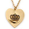 Heart With Crown Motif Pendant with 70cm Chain In Gold Tone