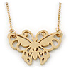 Small Matte Gold 'Butterfly' Pendant Necklace - 36cm Length/ 6cm Extension