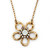 Open Crystal Flower Pendant With Gold Tone Chain - 36cm L/ 7cm Ext