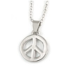 Small Open 'Peace' Pendant with Rhodium Plated Chain - 40cm L/ 5cm Ext