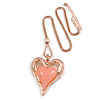 Romantic Assymetric Heart Pendant with Thick Rose Gold Snake Type Chain - 75cm L/ 6cm Ext