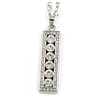 Clear Crystal Medallion Pendant with Thick Long Chain In Silver Tone - 70cm L