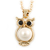 Small Owl Pendant with Gold Tone Chain - 42cm L/ 5cm Ext