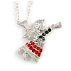 Christmas Crystal Guardian Angel Pendant with Silver Tone Chain - 40cm L/ 5cm Ext
