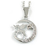Unicorn on The Moon Small Pendant with Silver Tone Chain - 42cm L/ 4cm Ext
