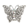 Silver Tone Clear Crystal Butterfly Ring