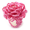 Baby Pink Glass Bead Flower Stretch Ring