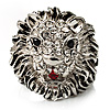 Statement Rhodium Plated Crystal 'Lion' Ring